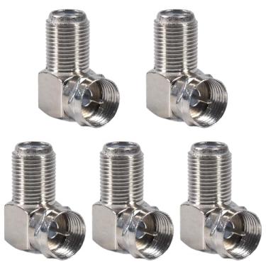 Imagem de Adaptador de cabo coaxial de ângulo reto tipo F de 90 graus fêmea para macho conector coaxial RG6 para placas de parede e extensões de cabos