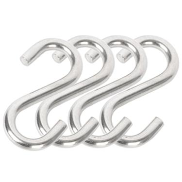 Imagem de Logiim 4 ganchos em S resistentes de 8 cm - 304 ganchos de rede de aço inoxidável 304 capacidade de 252 kg - para balanço, armazenamento de garagem, barraca, oficina (força industrial)