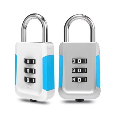 Imagem de Fechadura de combinação para armário – Cadeado pequeno reinicializável com código para academia, escola, bagagem, armário, estojo de arma e viagem | Trava de segurança de liga de zinco durável (WTbu+