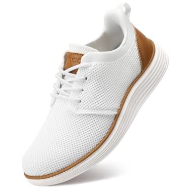 Imagem de VILOCY Sapato social casual sem cadarço para meninos com as mãos livres, confortável, malha Oxford, tênis, respirável, uniforme escolar, sapatos formais para igreja (criança pequena/criança grande