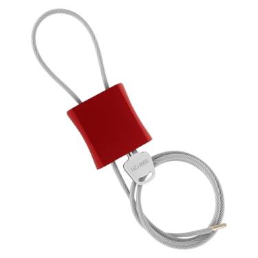 Imagem de Cadeado de cabo de aço ajustável revestido de PVC com chave de 1 m para armário de portão de bicicleta e equipamento externo (vermelho sem logotipo)