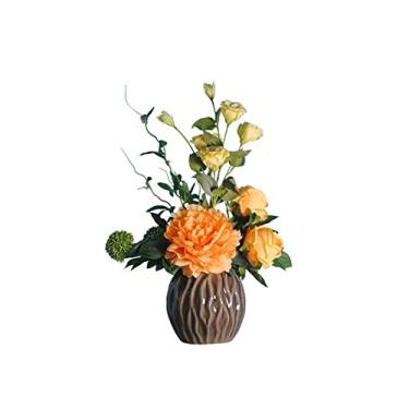 Imagem de Flores artificiais falsas peônia flor artificial, conjunto de arranjos florais de seda rosa, flores artificiais para sala de estar, mesa, festival, casa, buquês, decorações