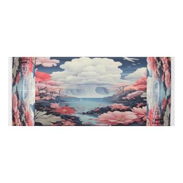 Imagem de Wassud Capas para lavadora e secadora Flower Lake Scenery, protetor de lavadora com sacos de armazenamento, capa de geladeira à prova de poeira com bolsos para lavanderia doméstica, cozinha, 120 x 55