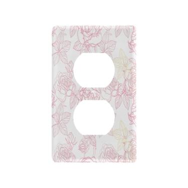 Imagem de Wassud Elegante Rose Light Switch Cover Plate Decorativas Placas de Parede para Tomadas Elétricas Duplex 4,53 x 2,76 Polegadas