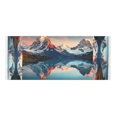 Imagem de Wassud Capas de lavadora e secadora de montanhas e lagos, protetor de lavadora com sacos de armazenamento, capa de geladeira à prova de poeira com bolsos para lavanderia doméstica, cozinha, 120 x 55