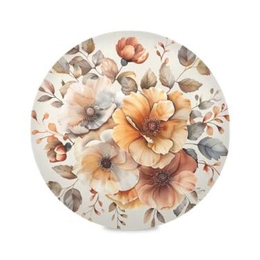 Imagem de xigua Jogo americano redondo para buquê floral em aquarela, conjunto de 1 para mesa de jantar, tapetes de mesa antiderrapantes laváveis e resistentes ao calor para decoração de festa, cozinha, jantar