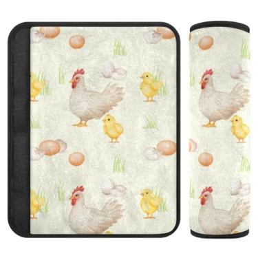 Imagem de Burbuja Capa para cinto de segurança de carro Chickens Protetor de cinto de segurança macio confortável para alça de ombro de assento, 1 par médio