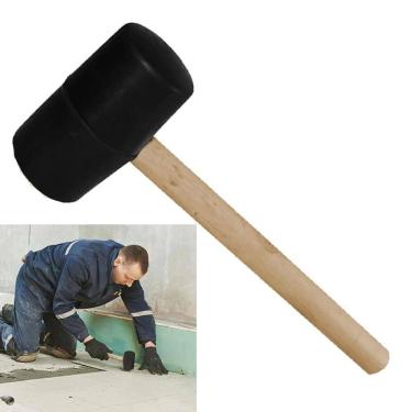 Imagem de Martelo Borracha Ergonomico Cabo Madeira Piso Chao Ceramico Reparo Manutençao Moveis Obra Carpinteiro Construçao
