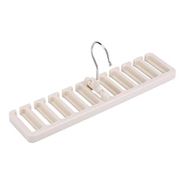 Imagem de ZAWELIYO Cinto de Gravata Cachecol Rack Organizador Plástico Resistente Armário Espaço Saver para Organização Guarda-roupa Marrom 10 Slot Titular (Bege)