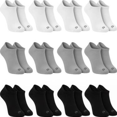 Imagem de Kit 12 Pares Meias Sapatilha Soquete Invisível Rafa Parize Masculina C