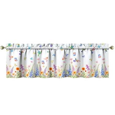 Imagem de mvhsuoem 1 peça de cortina de cozinha beija-flor sanefas para janelas de cozinha cortinas de arte de fazenda decoração sobre pia 45,76 x 137,2 cm