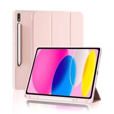 Imagem de Capa Tablet para Samsung Galaxy Tab S8+ Plus / S7+ Plus / S7 FE 12.4 Polegadas 2023 Capinha com Compartimento para Caneta Stylus Traseira em TPU Macio Função de Ativação/Suspensão Automática - Rosa