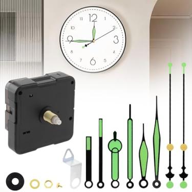 Imagem de MovFlax Kit de mecanismo de relógio silencioso de quartzo com comprimento de eixo de 16 mm (5/8 polegadas) com 3 conjuntos de ponteiros brilhantes de 5,5/7,1/7,1 polegadas para bricolagem/reparo