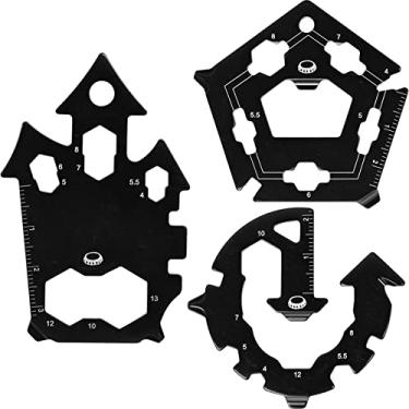 Imagem de Pacote com 3 ferramentas de bolso de metal portátil sem ferrugem para régua de parafuso e abridor de garrafas, manutenção de rotina total 24 em 1.
