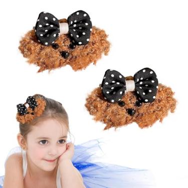 Imagem de MIUPOO Presilhas de cabelo com laço de pelúcia, presilhas de cabelo com laço de bolinhas, clipe de laço para meninas, acessórios de presilhas para mulheres, grampo de cabelo infantil fofo, marrom, 2
