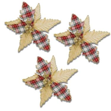 Imagem de 3 Galhos, Buquês Hastes artificial de Natal Decorativo 43cm Flor artificial | Enfeite Natalino Realista para Árvore, Guirlandas e Arranjos | Decoração Enfeite de Natal e Ano Novo