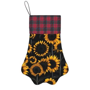 Imagem de SKKNT Girassol flores desabrochando plantas impressão meias de Natal animais de estimação decoração de natal cães gatos árvore decoração doce presente conveniente