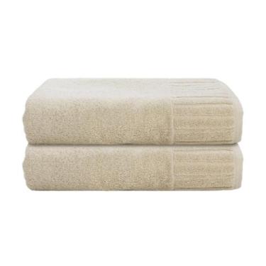 Imagem de Kit 2 Toalhas de Rosto Camesa 100% Algodão 500g/m² Alta Absorção, Bege