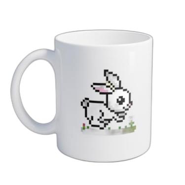 Imagem de Caneca Xícara de Café Porcelana 300ml Coelho Pixels