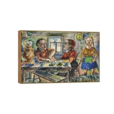 Imagem de David Burliuk Famosas impressões em tela de arte de parede prontas para pendurar. Hora do almoço. Pintura de moldura de madeira para decoração de sala de estar 20 x 30 cm 8 x 12 polegadas