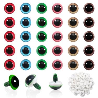 Imagem de TOAOB 72 peças 16 mm multicoloridos olhos de segurança para crochê artesanato bichos de pelúcia olhos com arruelas para fazer bonecas amigurumis ursinhos crochê