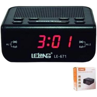 Imagem de Relógio Despertador Digital Elétrico Mesa Rádio AM FM Display LED