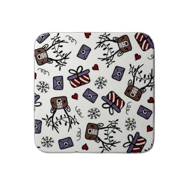 Imagem de Ladrilho Decorativo De Cerâmica Natalino Com Estampa De Rosto De Veado E Envelope De Presente