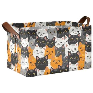 Imagem de Cestos organizadores dobráveis de gato fofo para armazenamento de cobertor, cesta de brinquedo para cães para organização e armazenamento de sala de jogos 17 x 29 x 25 cm, 1 pacote