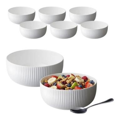 Imagem de Kit 6 Tigela Bowl De Vidro Redonda Sobremesa Branco Opaline 800ml - CL