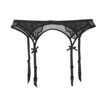 Imagem de Cinta-Liga Azul De Cintura Alta Com 4 Clipes Para Meias, Lingerie Tran