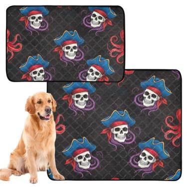 Imagem de Almofadas laváveis para cães de estimação, caveiras, piratas, polvo, roxo, reutilizável, almofadas de treinamento de filhotes, à prova de vazamento, impermeável, tapete de cercadinho para cães, médio