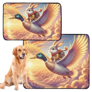 Imagem de Almofadas de xixi laváveis para cães de estimação, estampa de coelho fofo, almofada reutilizável para xixi, tapete de caixa de cachorro fofo, impermeável, absorvente para cães, treinamento de penico