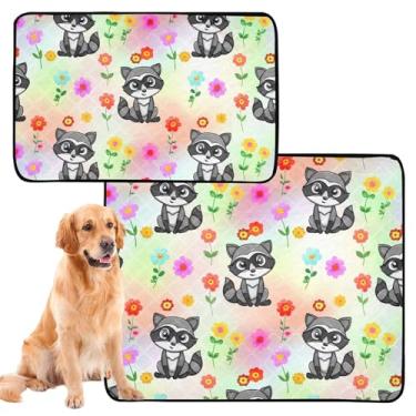 Imagem de TSENQUE Almofadas de xixi laváveis para animais de estimação, fofos, guaxinins, animais de estimação, reutilizáveis, à prova d'água, tapete de gaiola de cachorro fofos, absorventes de parto, pequeno