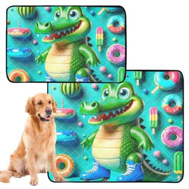 Imagem de TSENQUE Almofadas de xixi laváveis para cães, à prova d'água, tapete de cercadinho fofo e brincalhão, azul, reutilizável, para animais de estimação, gatos, filhotes, absorventes de penico, pequeno