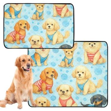 Imagem de TSENQUE Almofadas de xixi laváveis para animais de estimação, à prova d'água, tapete de gaiola de cachorro, fofo, fofo, azul, almofada de xixi reutilizável absorvente para filhotes, pequeno x pacote