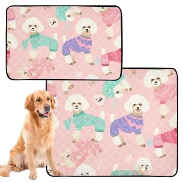 Imagem de TSENQUE Almofadas de xixi laváveis para cães, tapete impermeável para cães fofos, poodles, rosa, reutilizável, almofada para xixi, filhote de cachorro, à prova de vazamento, pequeno x pacote com 3