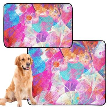 Imagem de TSENQUE Almofadas laváveis para cães com folhas de utopia abstrata para animais de estimação tapete extra grande à prova d'água para gaiola de cachorro fofo tapete absorvente, pequeno x pacote com 3