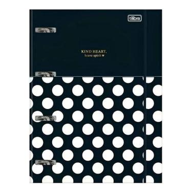 Imagem de Fichário Caderno Argolado West Village 80 Folhas Preto Com Poá Branco - Tilibra