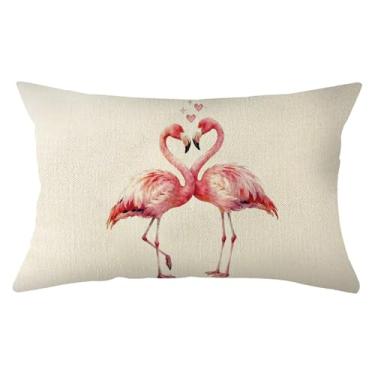Imagem de Ogiselestyle Capa de almofada de flamingo para dia dos namorados, 30,5 x 50,8 cm, amor, coração, aniversário, casamento, decoração para sofá