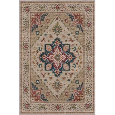 Imagem de Tangsoo Tapete de corredor lavável de 5 x 15 cm para corredores, tapete antiderrapante vintage, tapete macio boho de pilha baixa, tapete para cozinha, quarto, entrada, banheiro, sala de estar, bege