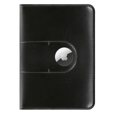 Imagem de ILIYAH Suporte de passaporte para compartimento de Airtag - Carteira de viagem fina unissex, organizador de cartões de capa de passaporte para viagens (preto)