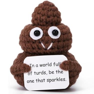 Imagem de Miniestatuetas engraçadas de malha de cocô de mordaça – lindo crochê com cartão, presente de aniversário exclusivo para adultos, decoração de casa e festa