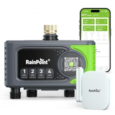 Imagem de RAINPOINT Temporizador de água inteligente para uso externo, temporizador de irrigação com programas personalizados via controle de voz