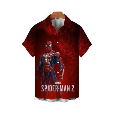 Imagem de Camisa Casual De Manga Curta Com Estampa 3D Do Homem-Aranha Para Homen