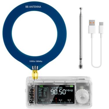 Imagem de GOOZEEZOO Mini receptor de rádio de ondas curtas Si4732-ESP32 V3 | Modo: AM/FM/LSB/USB Banda: HF SW MW VHF Receptor de todas as bandas | Bateria de 800 mAh (transparente)