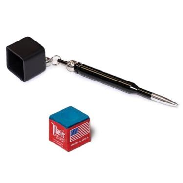 Imagem de OKKO Suporte de giz para taco de bilhar preto + 1 peça de giz mestre