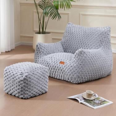 Imagem de Big Bean Bag Cadeiras para adultos, aconchegante, gigante, pufe, poltrona, para jogos, com descanso para os pés, poltrona confortável para quarto, sala de estar