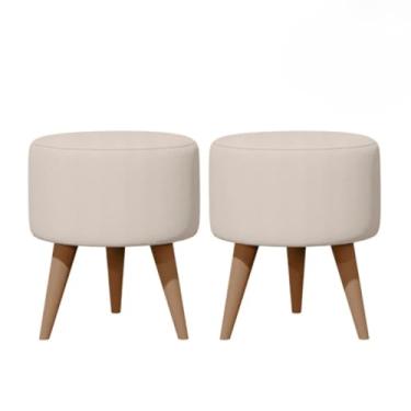 Imagem de Kit 2 Unidades Puff Luxe Super ReforçAdo Puff Sala，Quarto，Pufe，Puf，Sala，Banqueta(BEGE)
