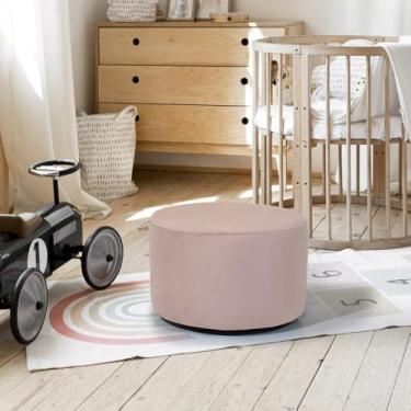Imagem de Puff Infantil Encantos Banqueta Multiuso Para Quarto Espaço Kids Sala pés antiumidade - Banco Redondo/Suede - Cores (ENCANTUS ROSE)