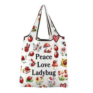 Imagem de JXGZSO Bolsa de maquiagem Good Luck Ladybug com zíper presentes para mulheres quando ela entra é para nos lembrar de não deixar que as preocupações nuvem uma bolsa cosmética de um único dia, Bolsa de